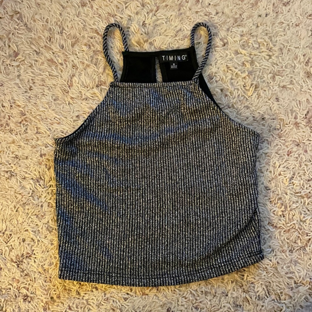 Small Silver Shimmer Halter Top